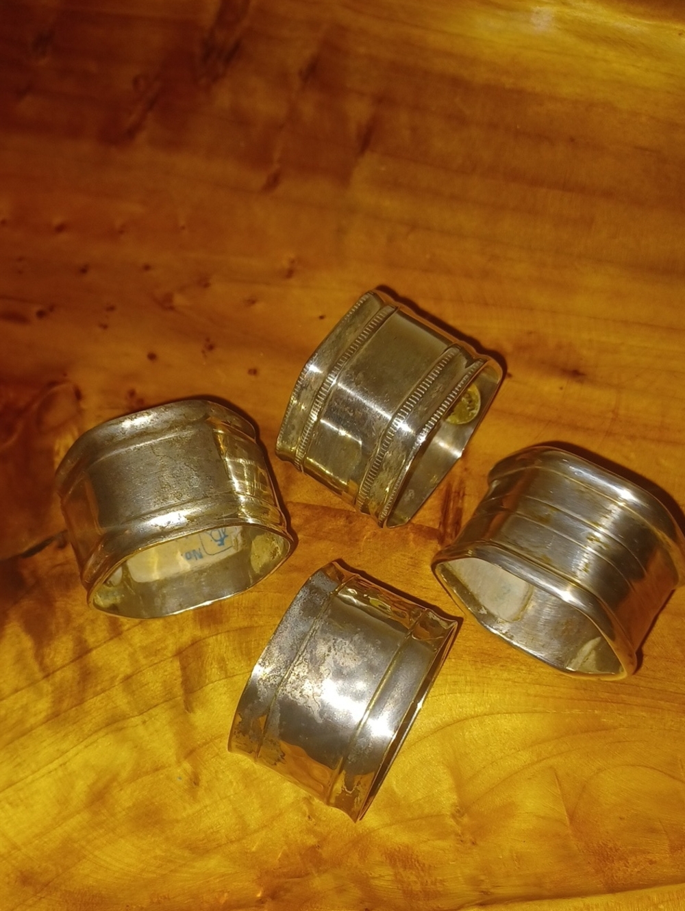 Antique British Barker Bros EPNS A1 Silver Napkin Rings Octagonal Set of 4 Misma